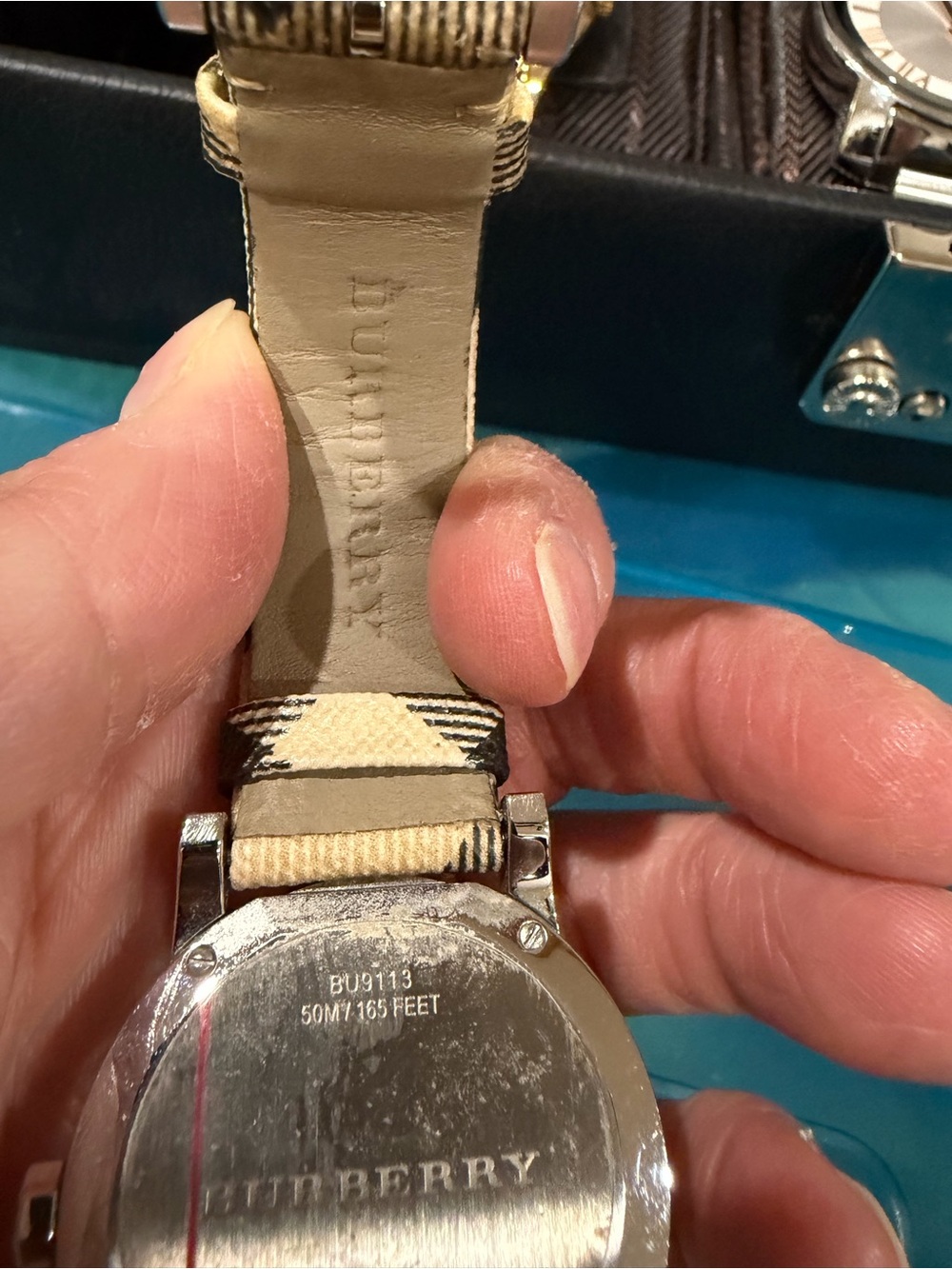 Burberry Silver Dial Watch with Beige Check Strap - Picture 6 of 6